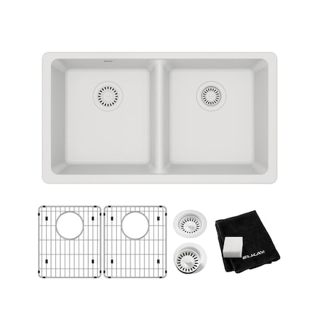 Elkay Sink Kit, Undermount Mount, 0 Hole, White ELGU3322WH0C